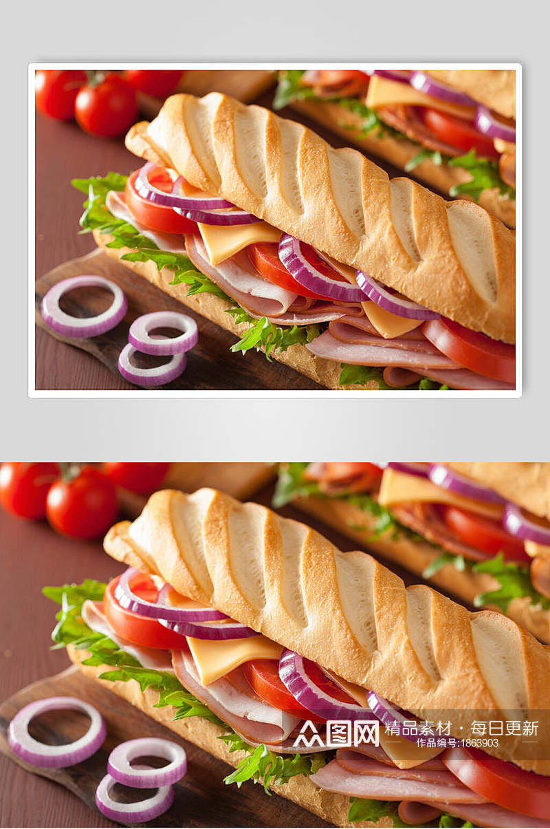油炸食品汉堡摄影背景图片素材