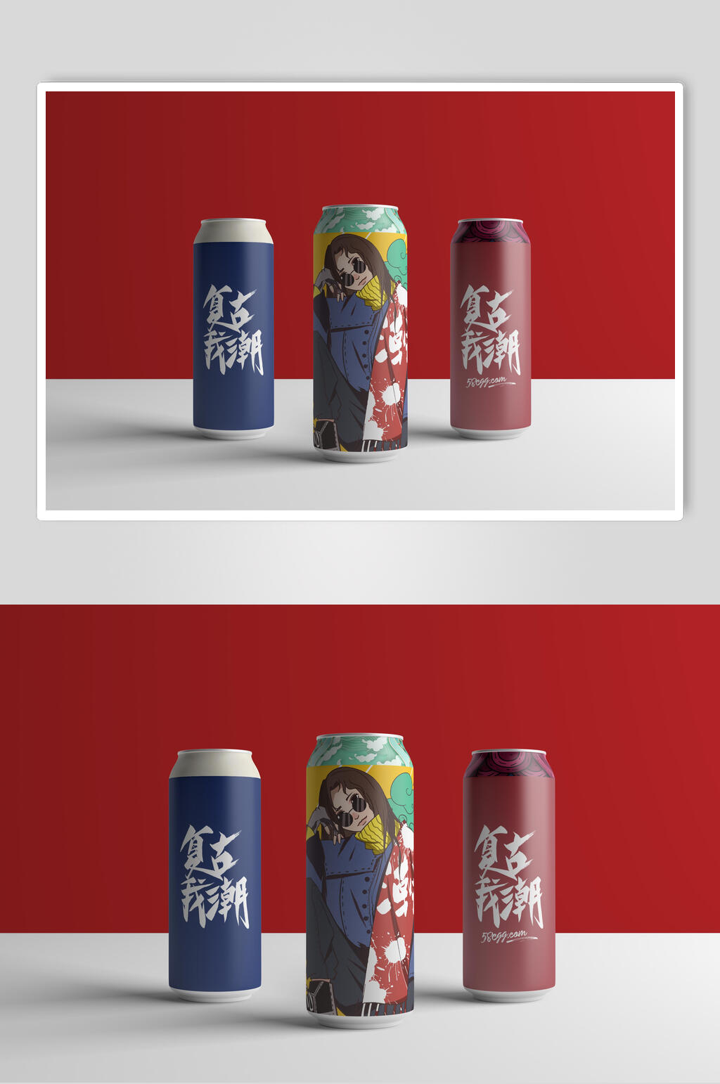 文创饮料易拉罐样机效果图素材