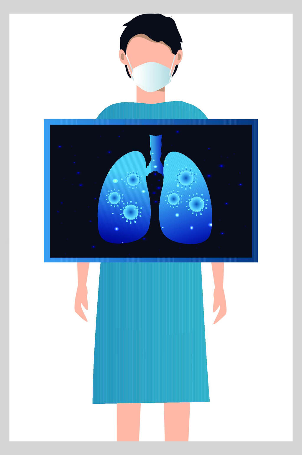 扁平化肺部检查插画设计素材素材
