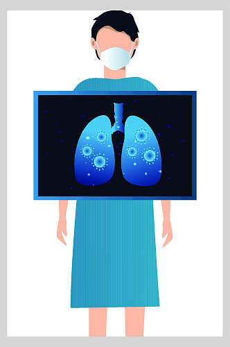 扁平化肺部检查插画设计素材