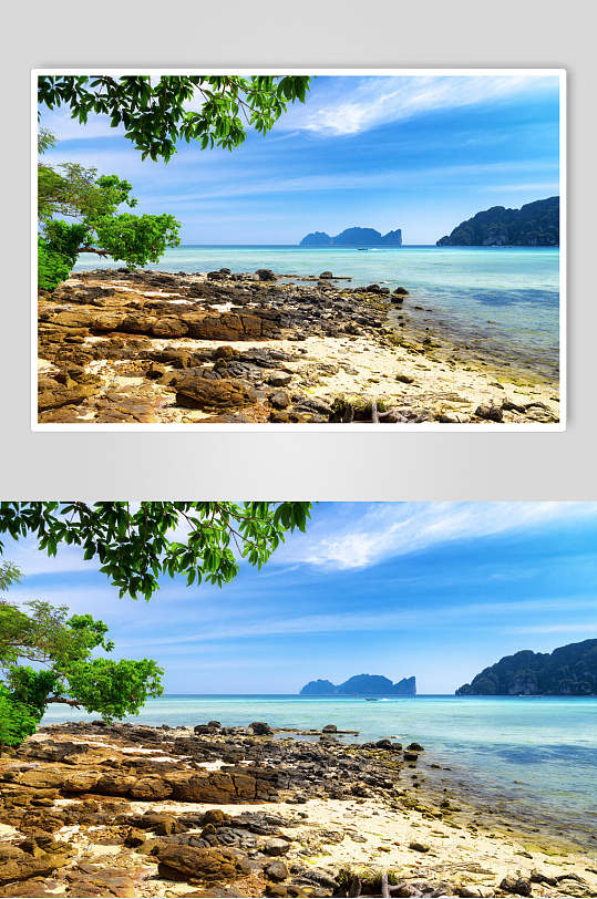 清新山峰湖泊风景高清摄影图片-众图网