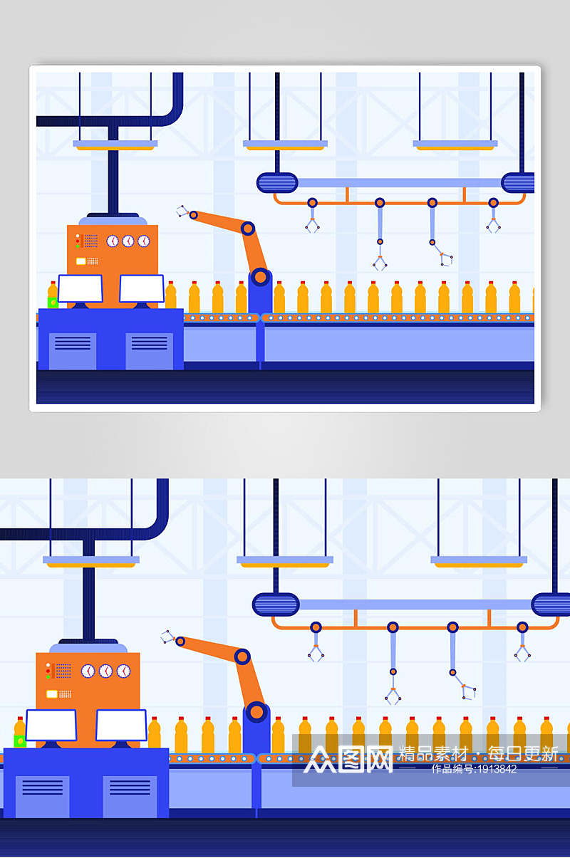 扁平化饮料制作工厂插画素材素材