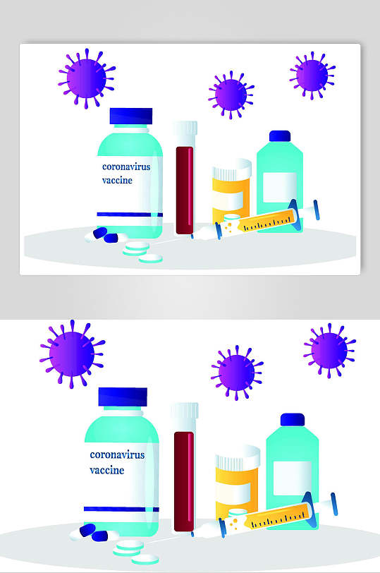扁平化预防冠状病毒药物插画设计素材