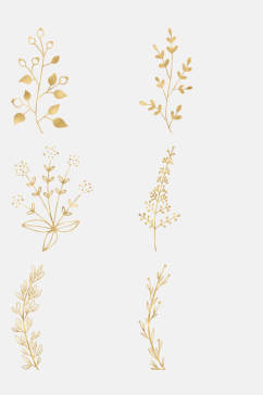 简单金色花环叶子植物免抠元素素材