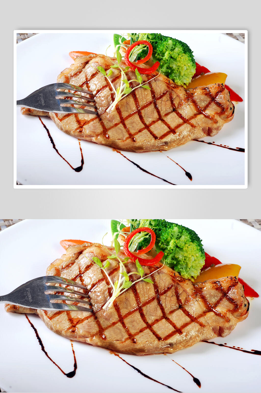扒万福西冷牛排美食摄影图片素材