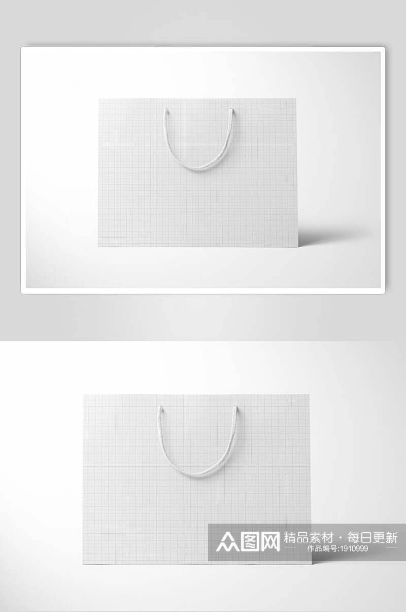 简洁白色高端手提袋样机设计效果图素材