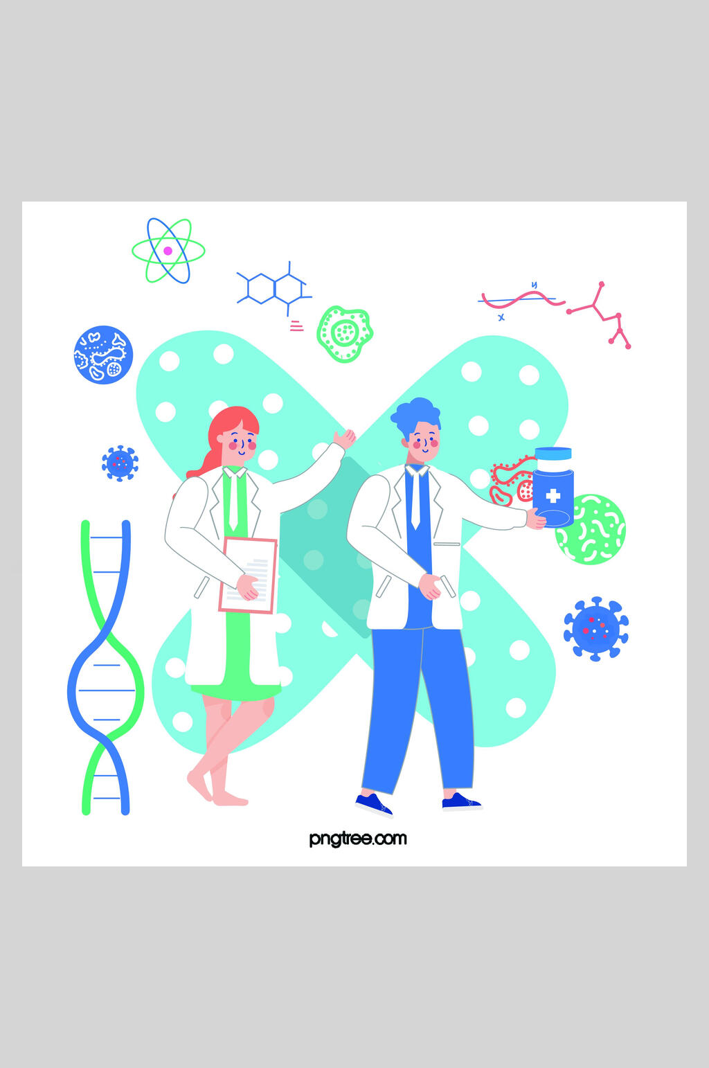 扁平化预防病毒药品插画设计素材素材