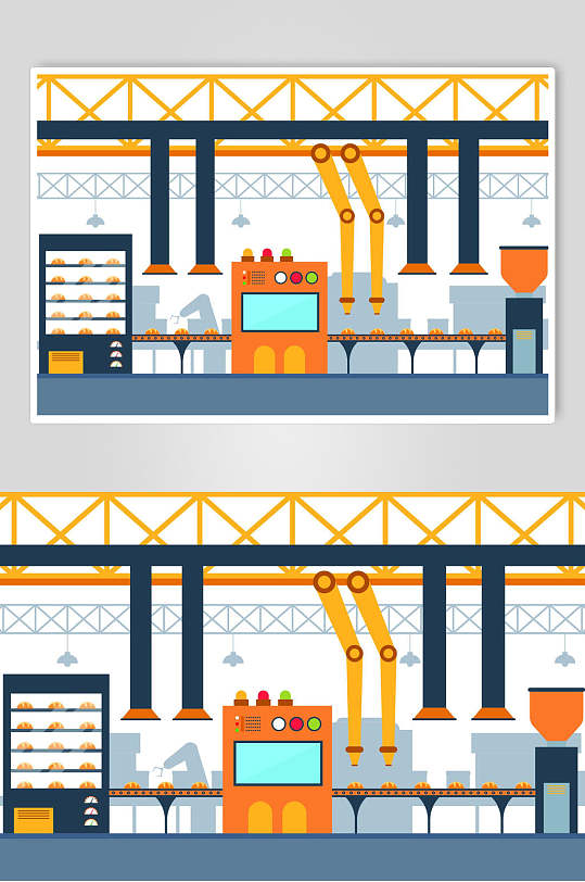 扁平化面包制作插画素材