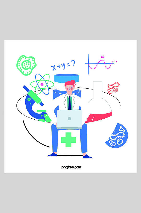 医疗药物研究扁平化插画设计