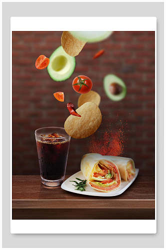 西餐可乐美食海报设计背景素材