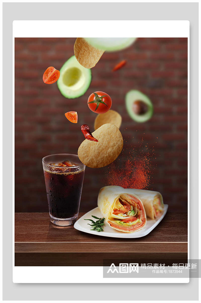 西餐可乐美食海报设计背景素材素材