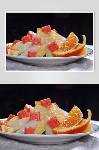 新鲜健康水果沙拉美食图片