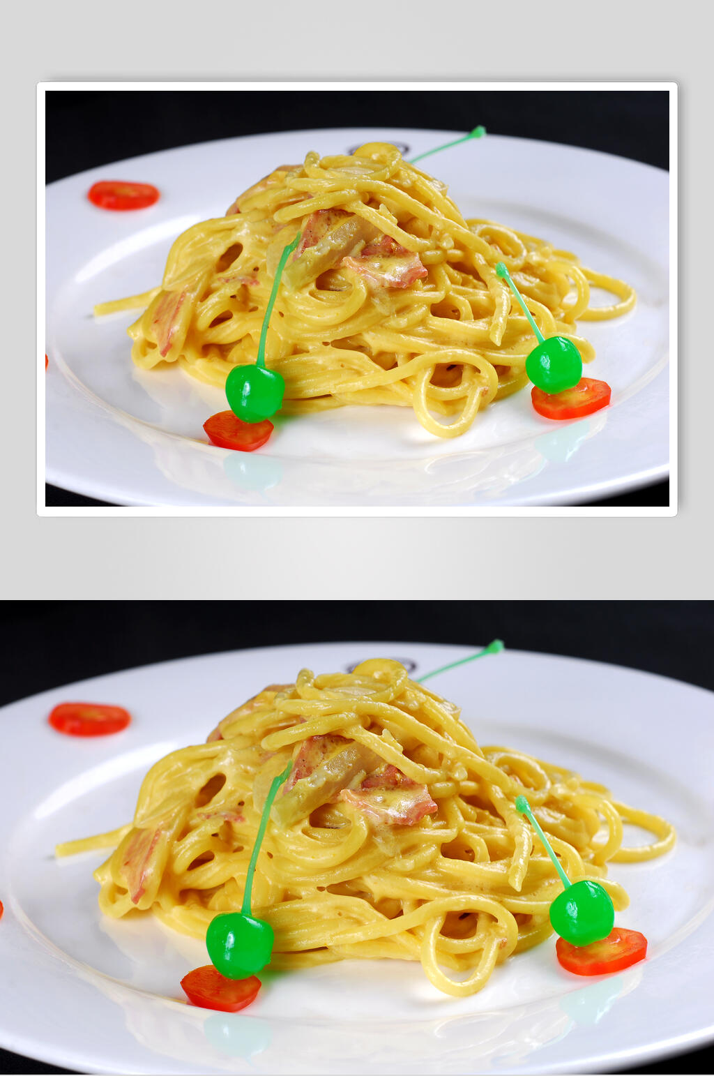意大利面奶油培根炒意面面食高清图片素材