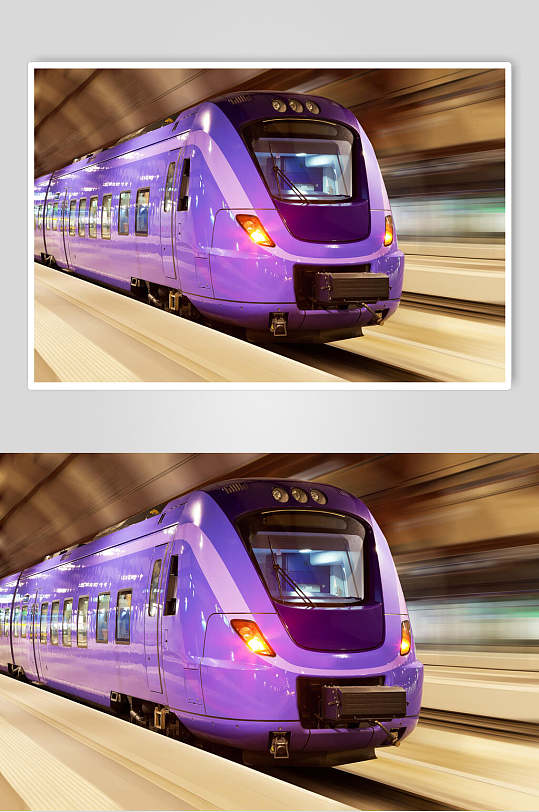 紫色列车动车图片