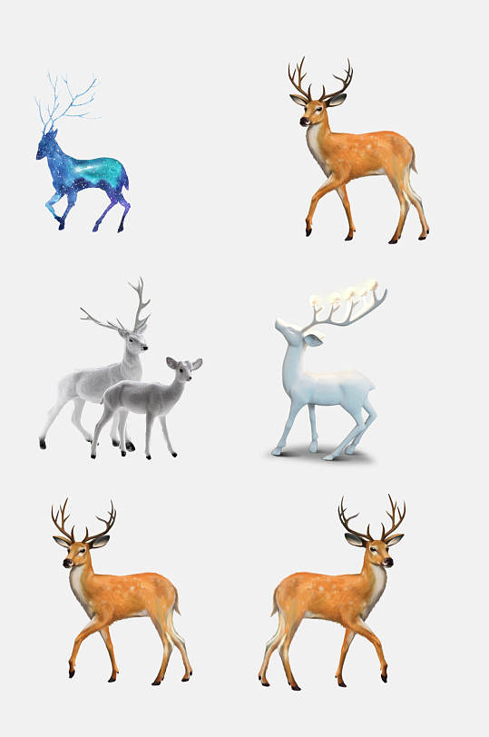 卡通驯鹿麋鹿动物免抠元素素材