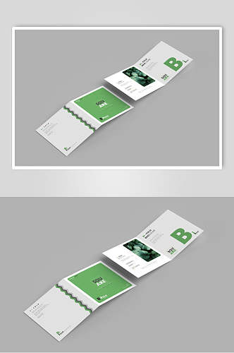 绿色品牌画册折页样机效果图