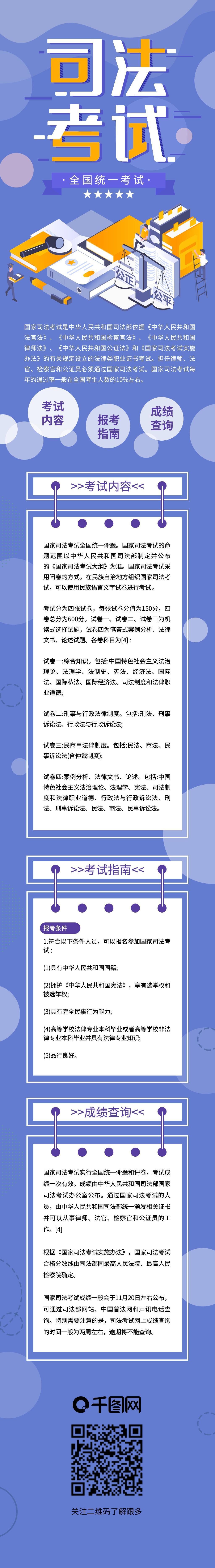 司法考试信息报告手机H5长图素材