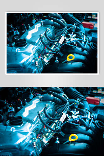 汽车引擎零件摄影图片