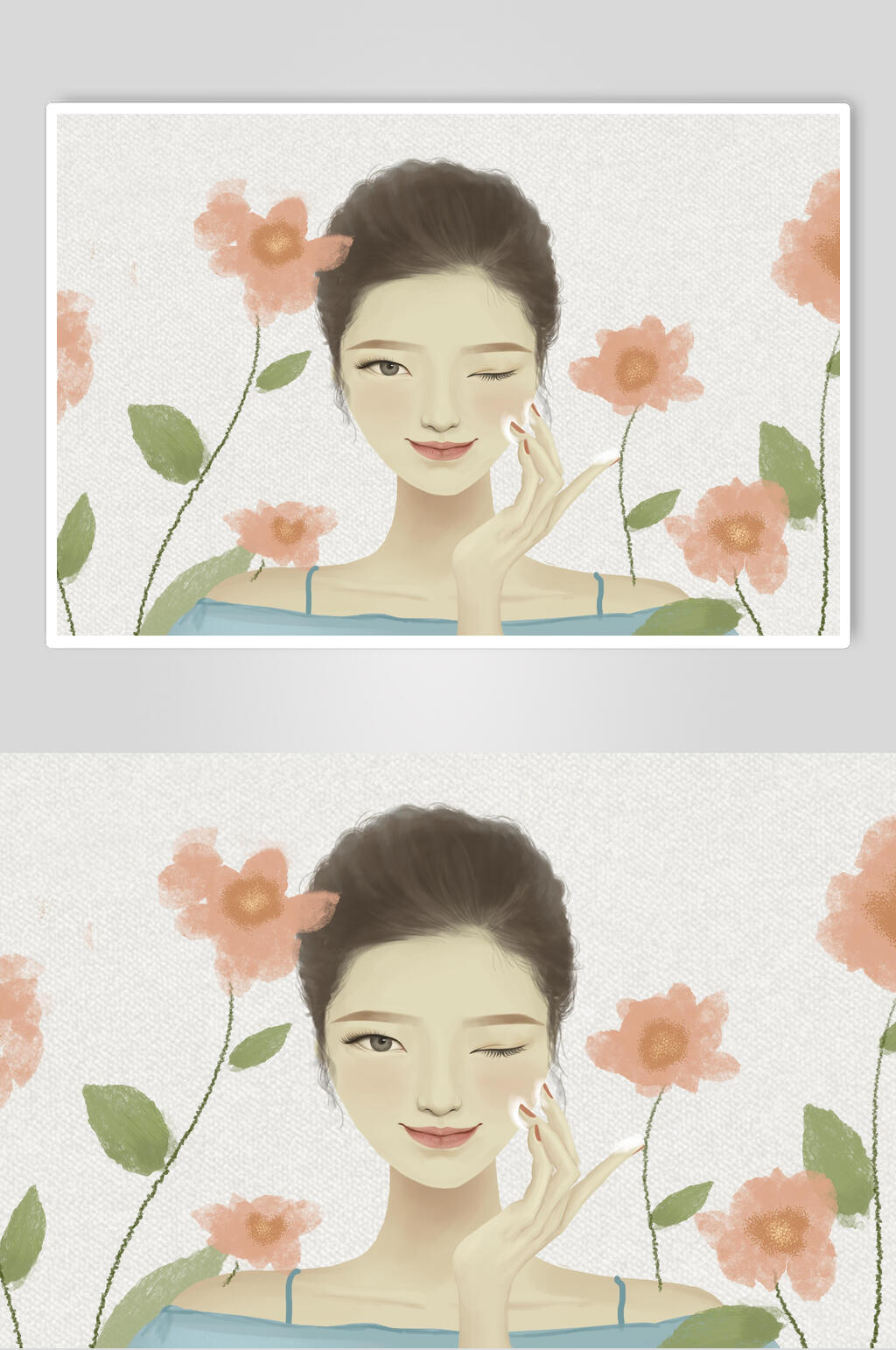 化妆品打粉美容美妆插画素材素材