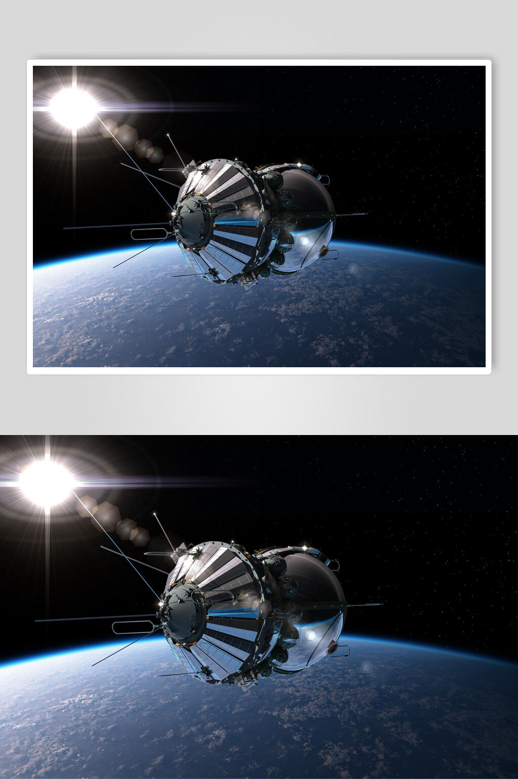 蓝色星球太空人造卫星高清图片素材