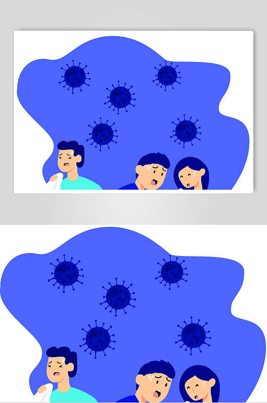 病毒感染扁平化插画设计素材