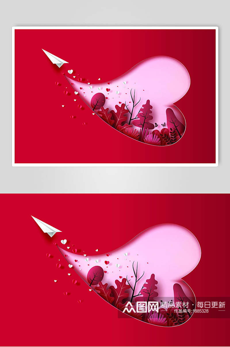 红色魅力情人节浪漫粉色爱心设计素材素材