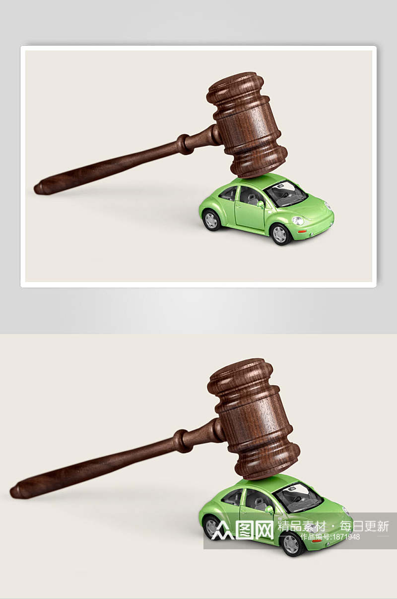 绿色小车有创意法槌天秤图片素材
