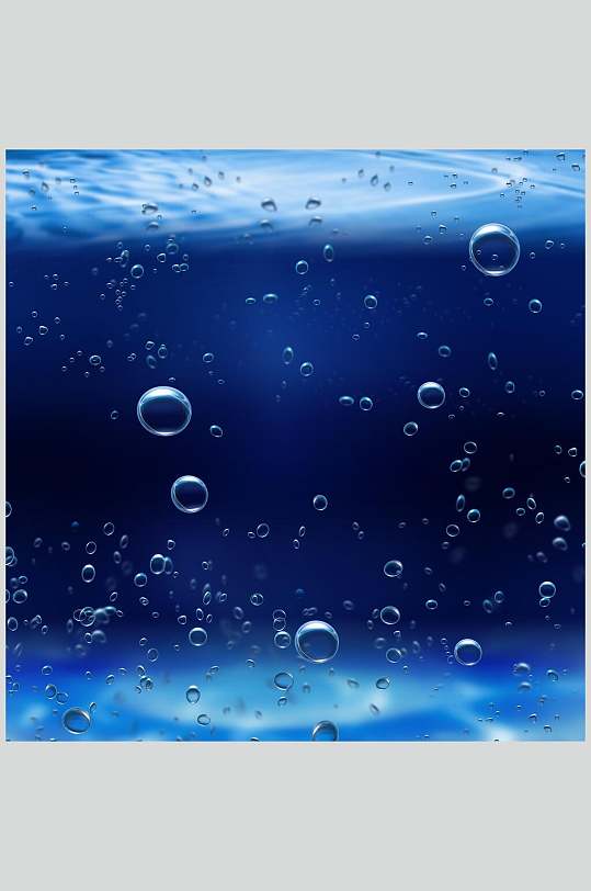蓝色海洋透明水珠雨滴图片
