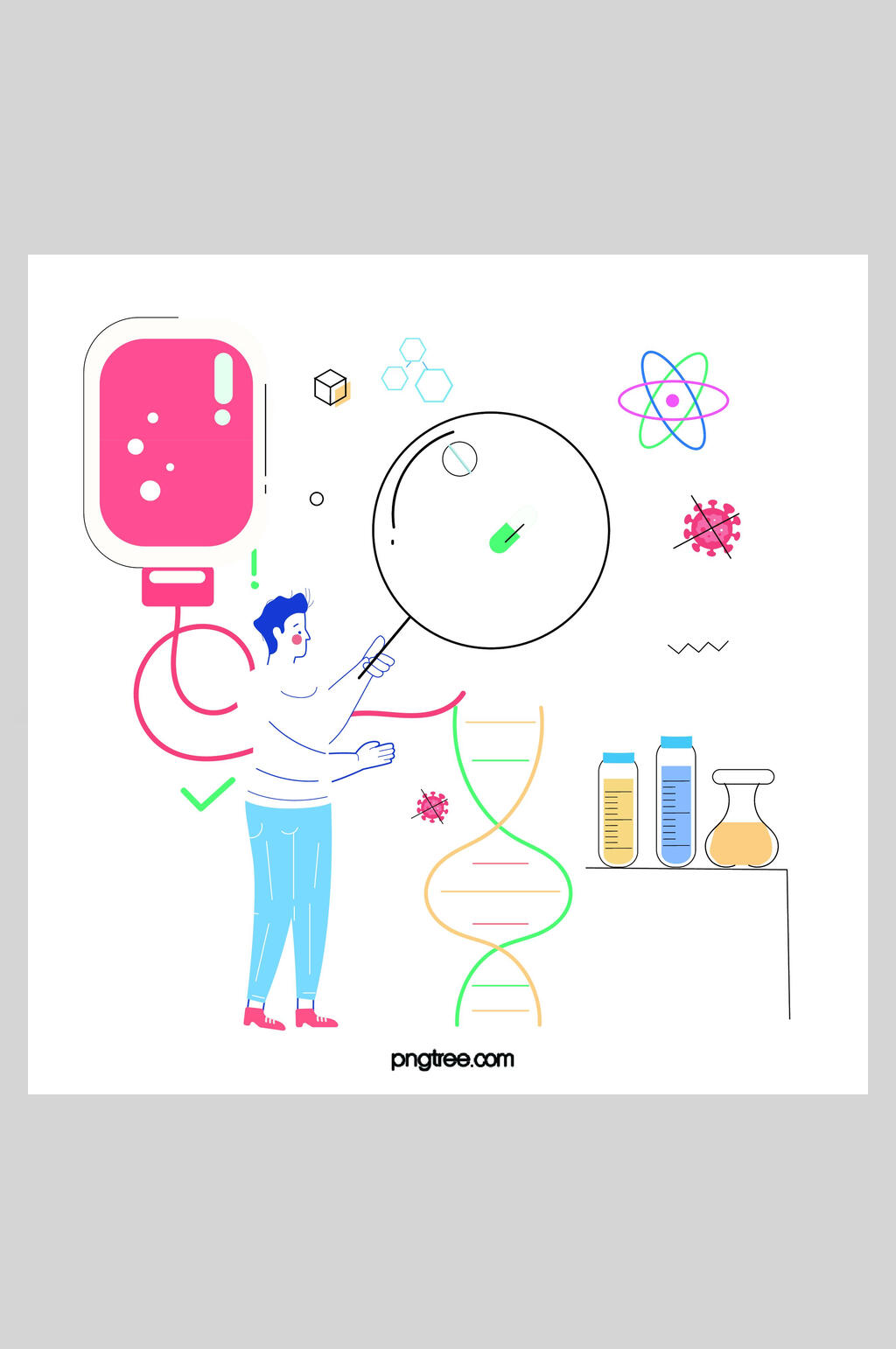 扁平化医疗医药研究插画素材设计素材