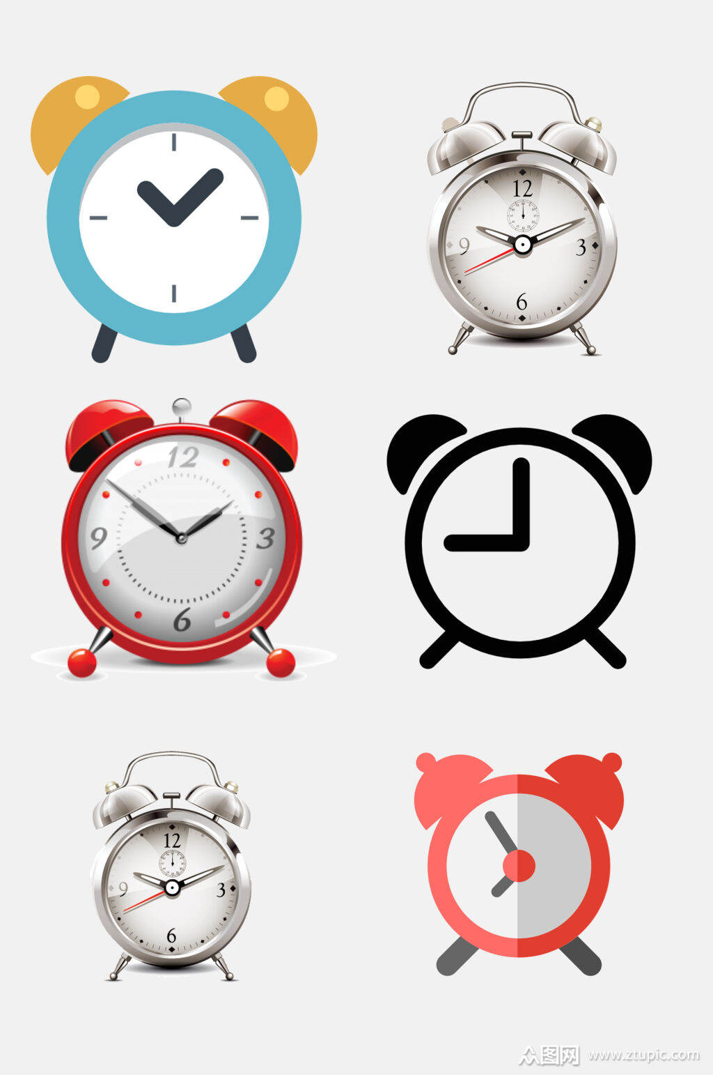 卡通闹钟时间创意免抠元素素材