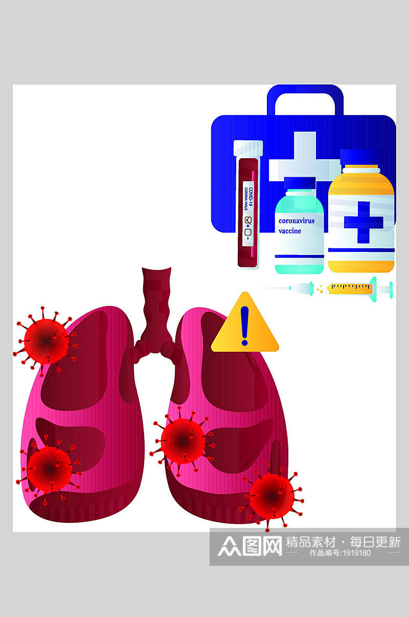 肺部病毒扁平化插画设计素材素材