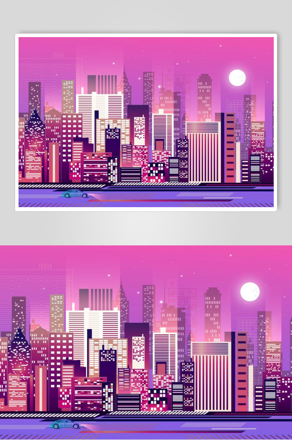 霓虹灯渐变城市建筑夜景设计素材素材