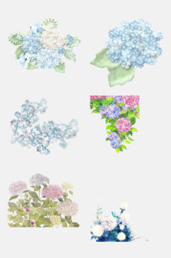 彩色绣球花卉花朵免抠元素素材