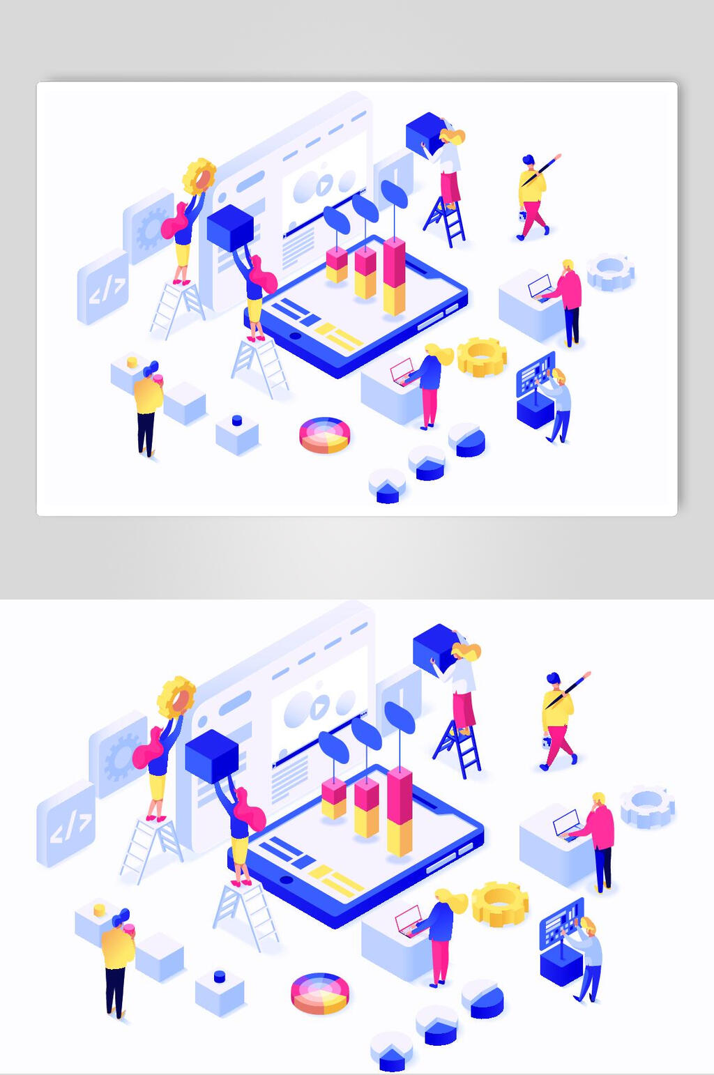 扁平化程序统计分析插画设计素材素材