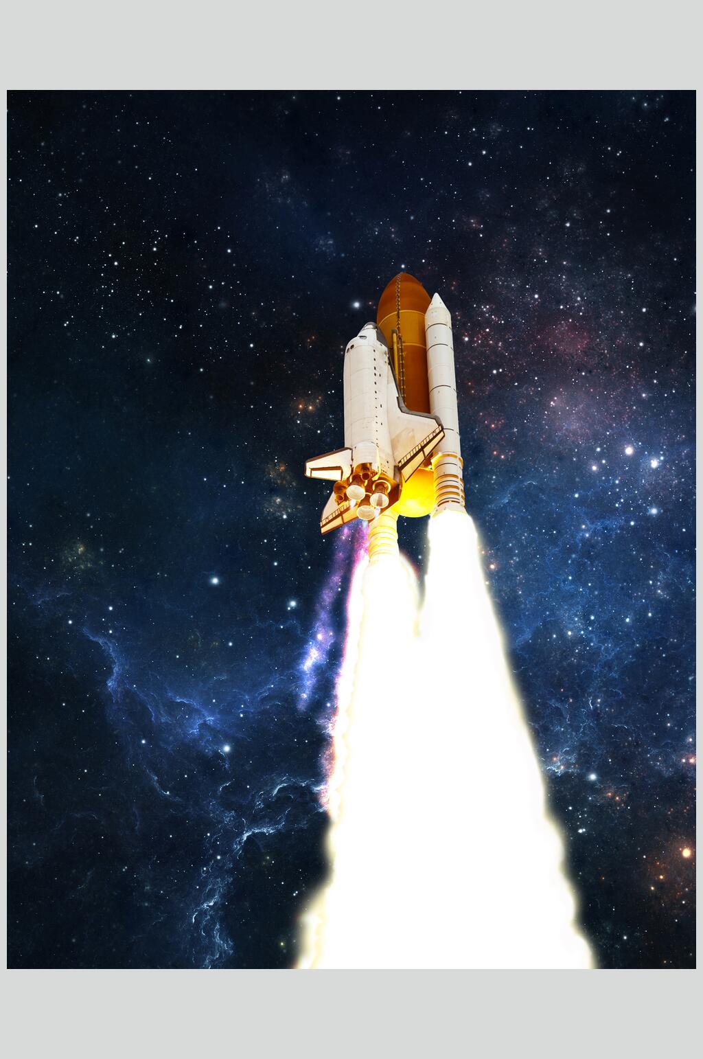 星空上升发射太空人造卫星图片素材