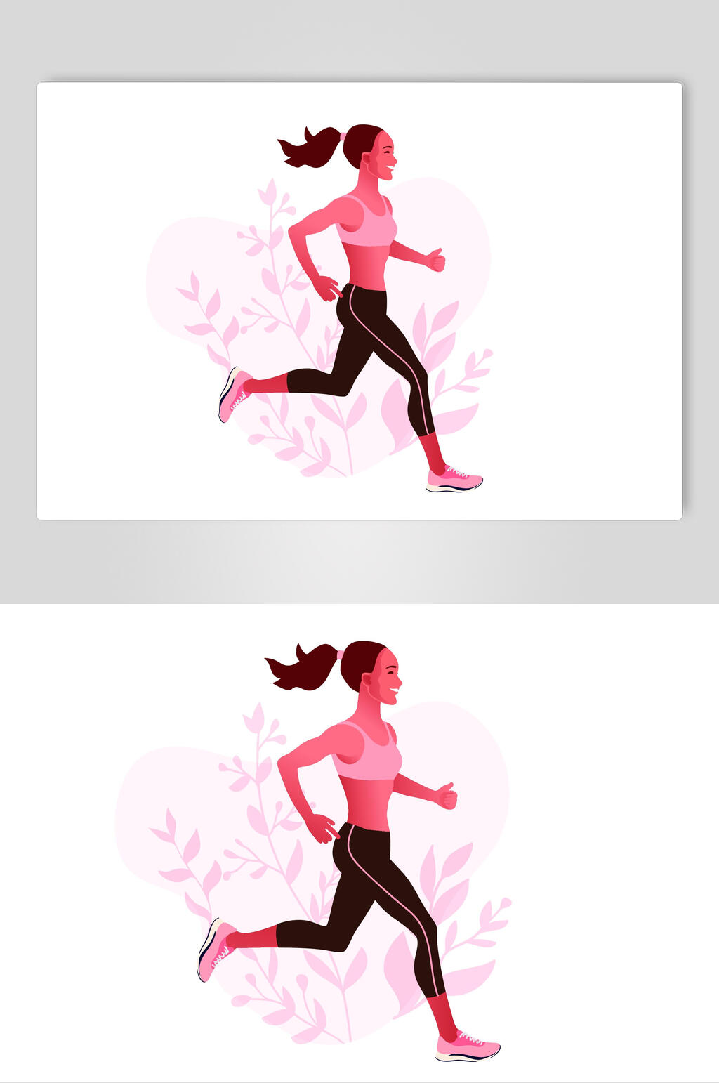 扁平化女士跑步运动插画素材素材