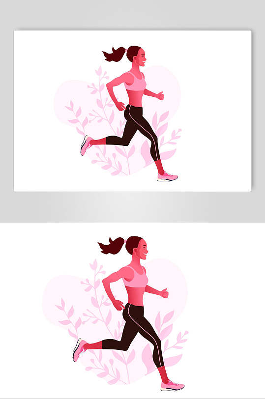 扁平化女士跑步运动插画素材