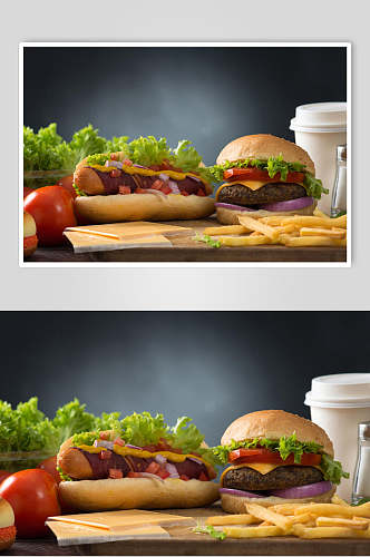 汉堡套餐摄影图片