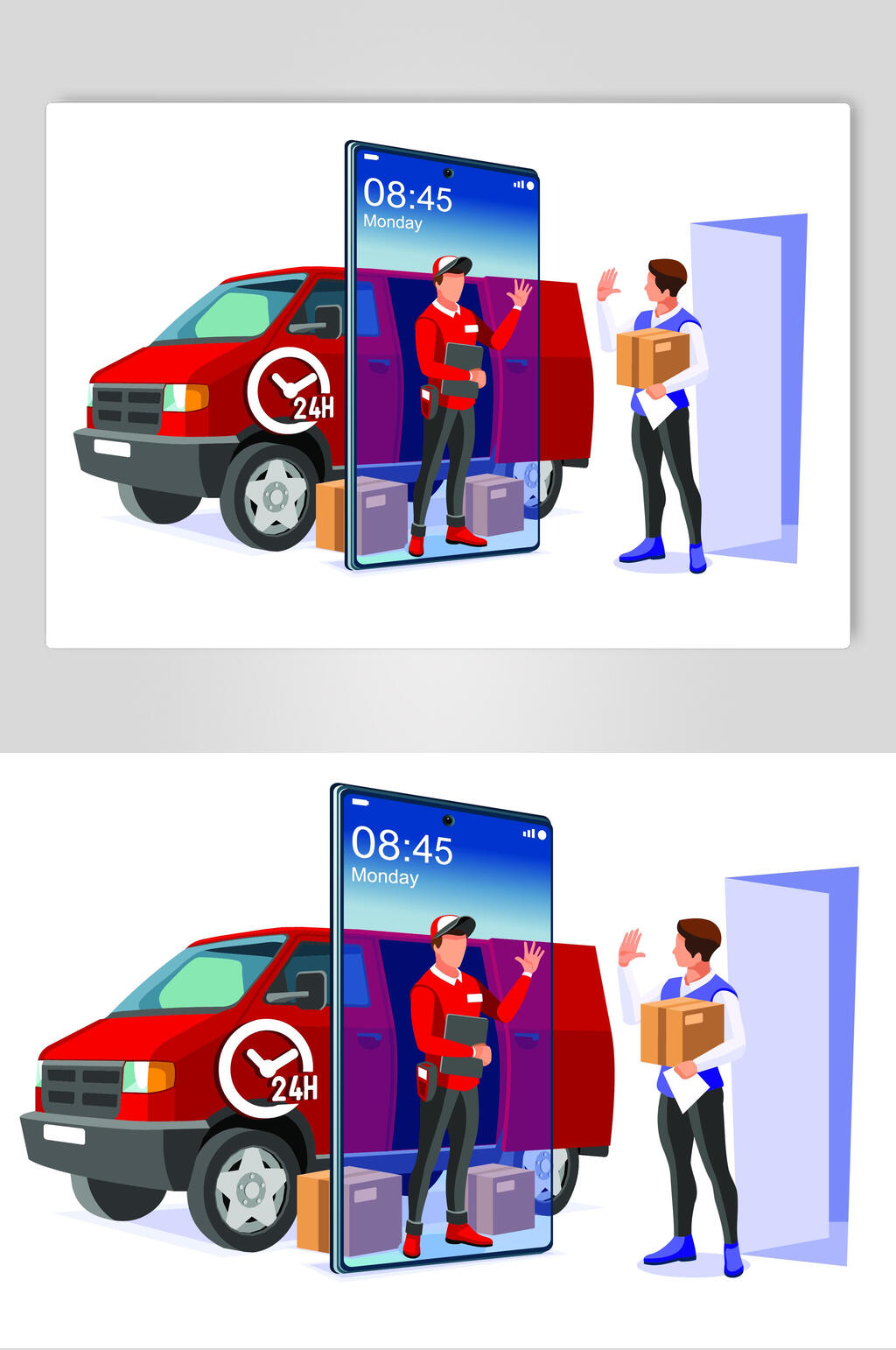 扁平化快递服务插画素材设计素材