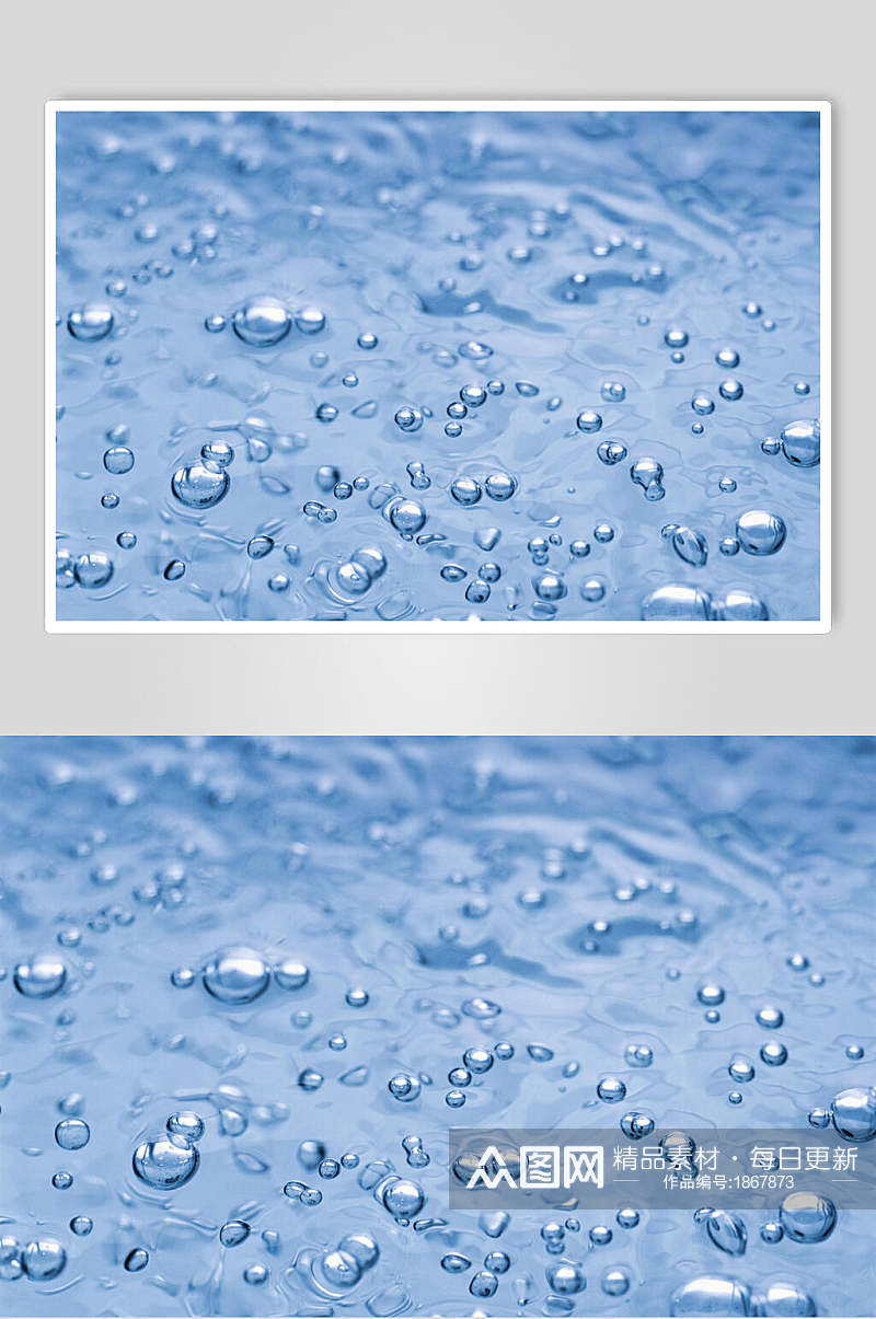 透明蓝色大水珠雨滴高清图片素材