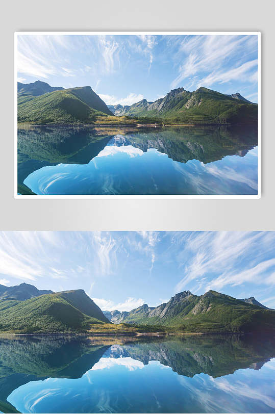 创意湖光山色山峰湖泊风景图片