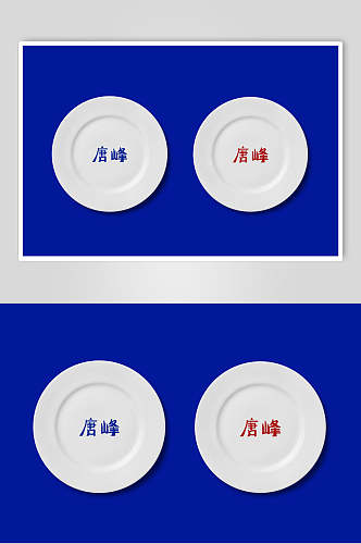 蓝底餐厅餐具样机效果图