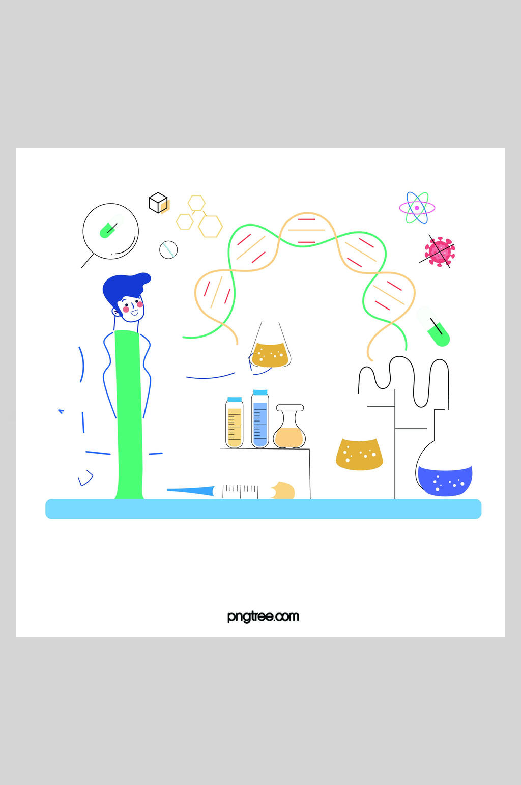 生物遗传因子研究扁平化插画设计素材