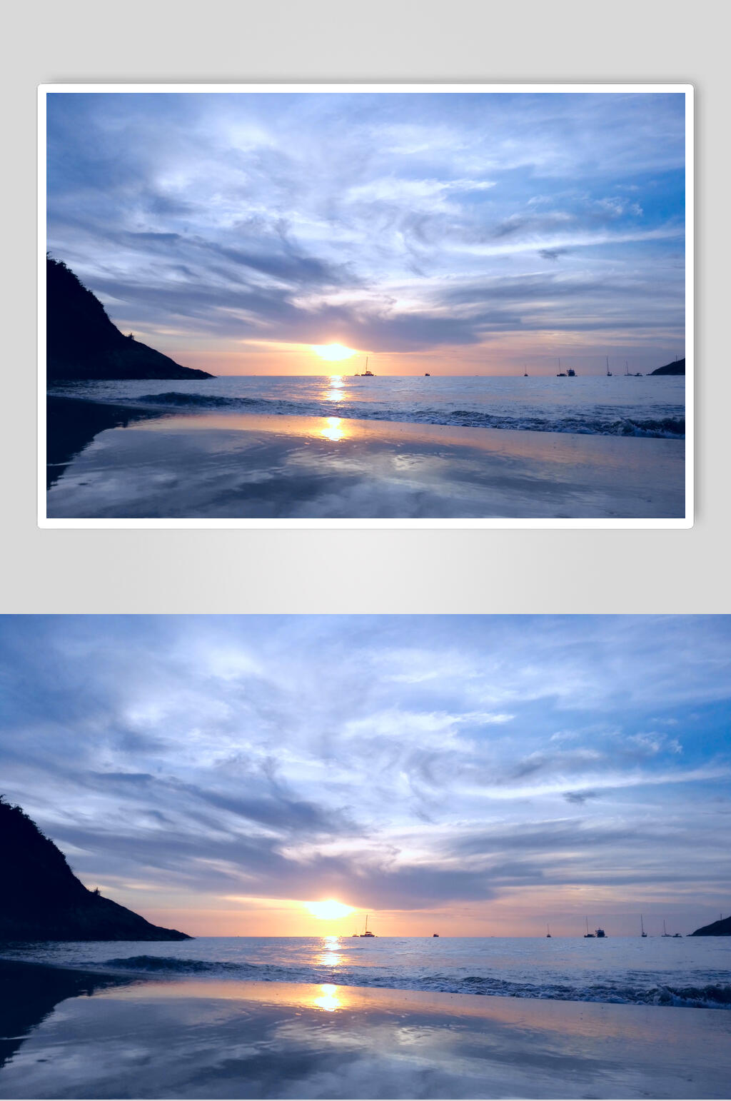 灿烂天空海平面夕阳朝霞图片素材