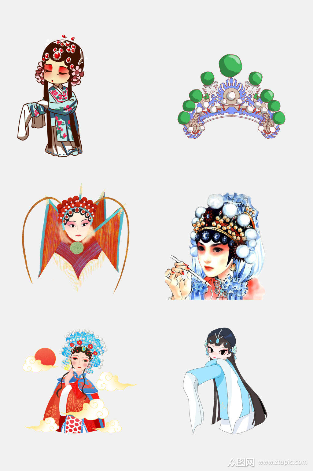 卡通京剧脸谱免抠设计元素素材