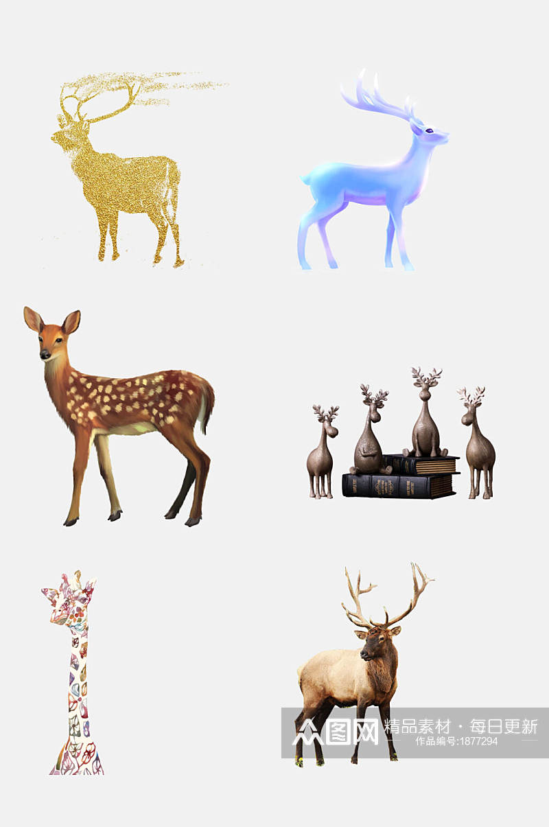 手绘画驯鹿麋鹿动物免抠元素素材素材