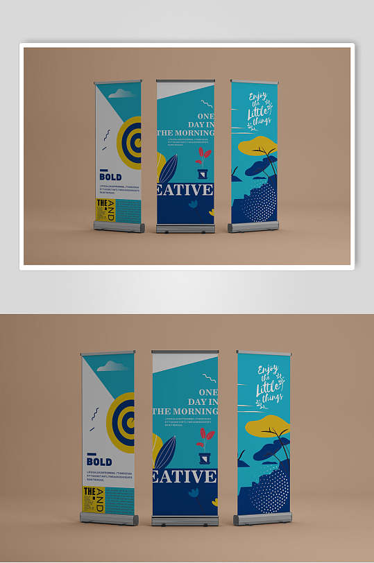清新创意展架易拉宝样机效果图-众图网
