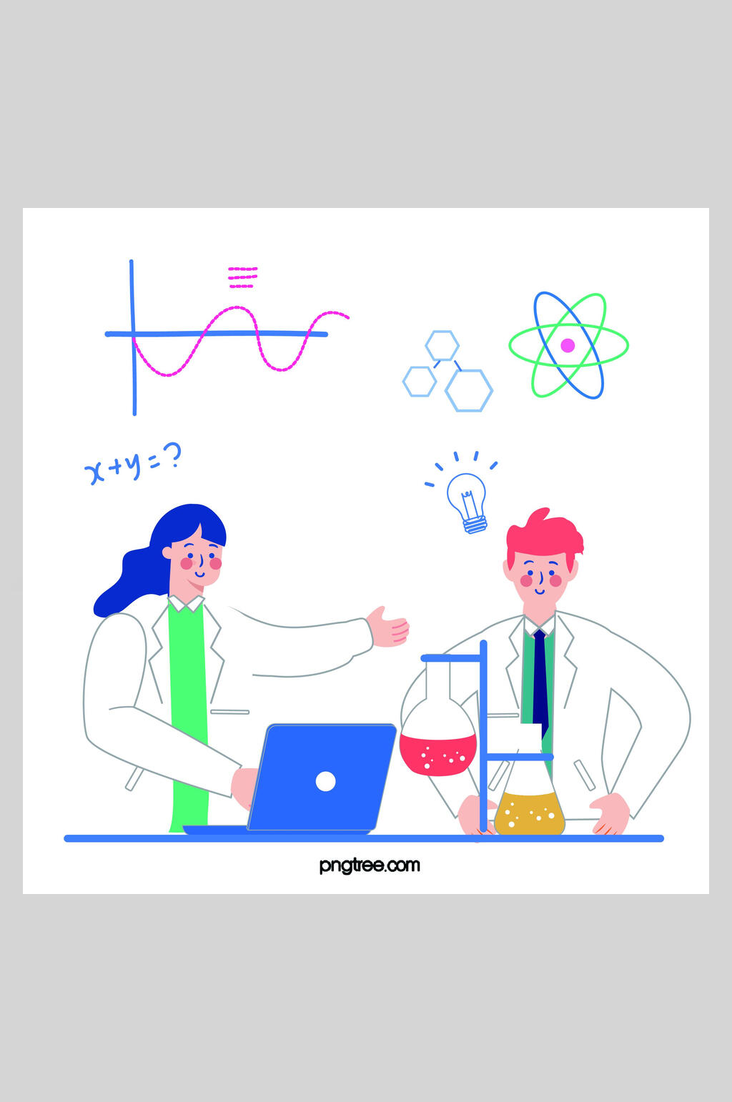 扁平化研究化学式插画设计素材素材
