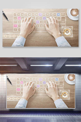 简洁键盘科技AI设计背景素材