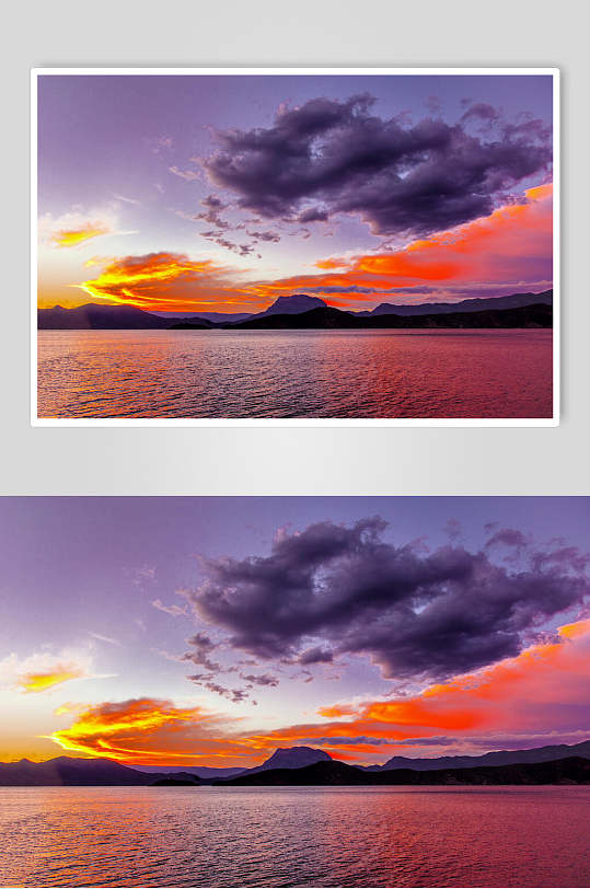 绚丽山峰湖泊风景摄影图片